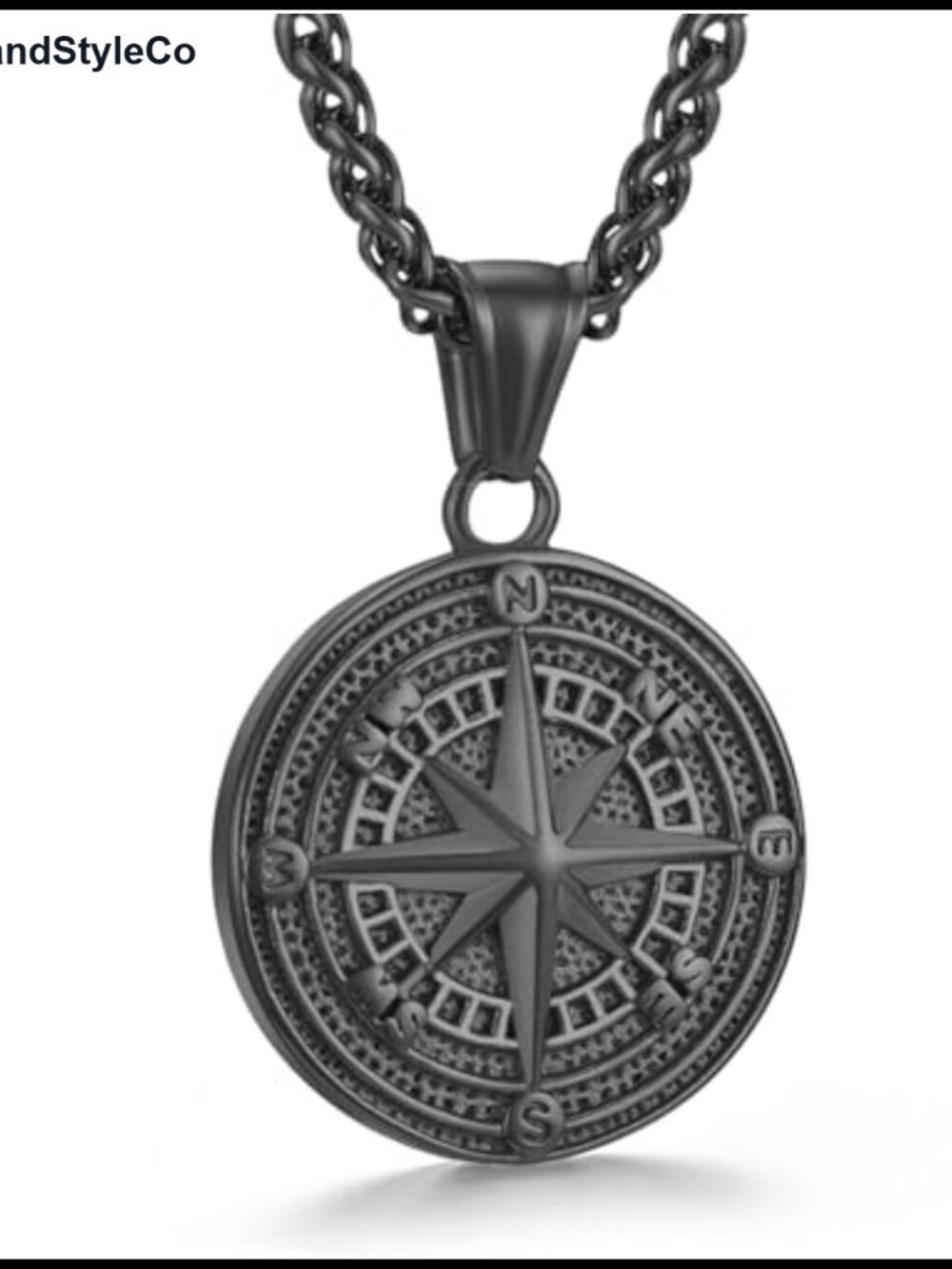 Men's Compass Pendant Necklace Stainless Steel Nautical Jewelry